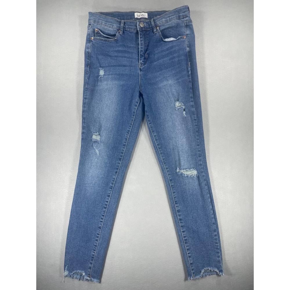 Nicole Miller NY Soho High-Rise‎ Distressed Ankle Skinny Raw Hem Jeans 6